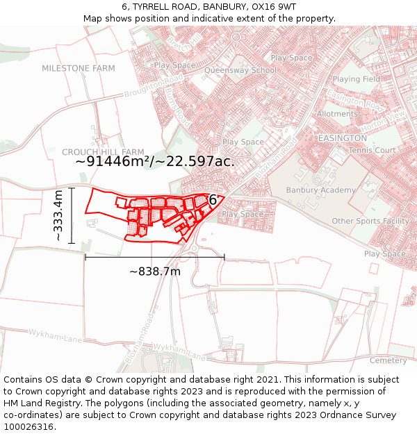 6, TYRRELL ROAD, BANBURY, OX16 9WT: Plot and title map