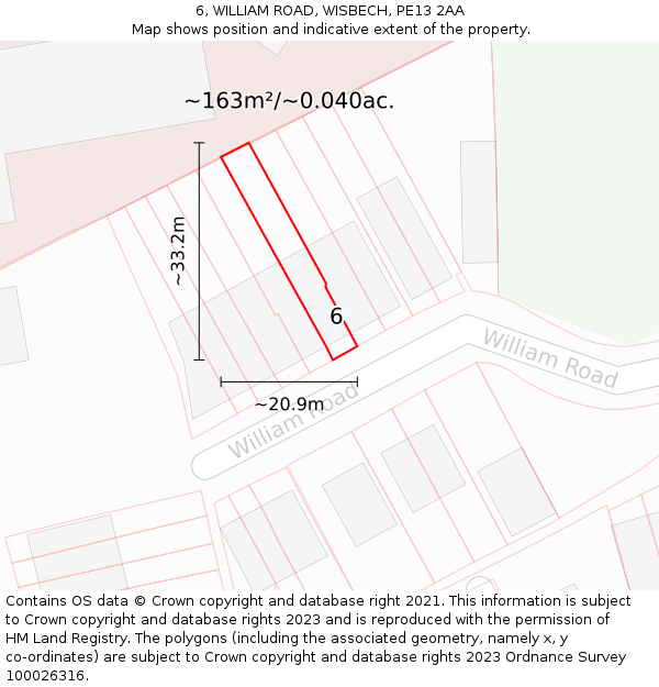 6, WILLIAM ROAD, WISBECH, PE13 2AA: Plot and title map