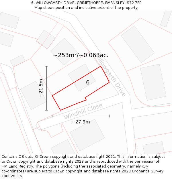 6, WILLOWGARTH DRIVE, GRIMETHORPE, BARNSLEY, S72 7FP: Plot and title map