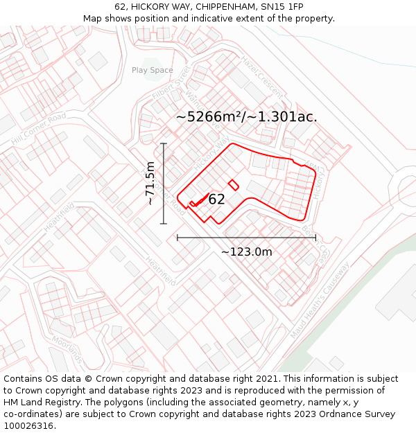 62, HICKORY WAY, CHIPPENHAM, SN15 1FP: Plot and title map