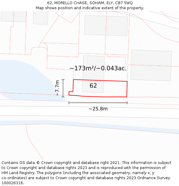 62, MORELLO CHASE, SOHAM, ELY, CB7 5WQ: Plot and title map