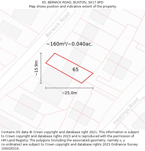 65, BERWICK ROAD, BUXTON, SK17 9PD: Plot and title map