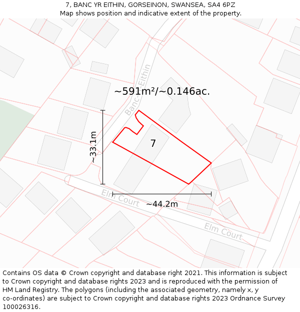 7, BANC YR EITHIN, GORSEINON, SWANSEA, SA4 6PZ: Plot and title map