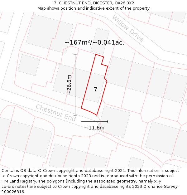 7, CHESTNUT END, BICESTER, OX26 3XP: Plot and title map