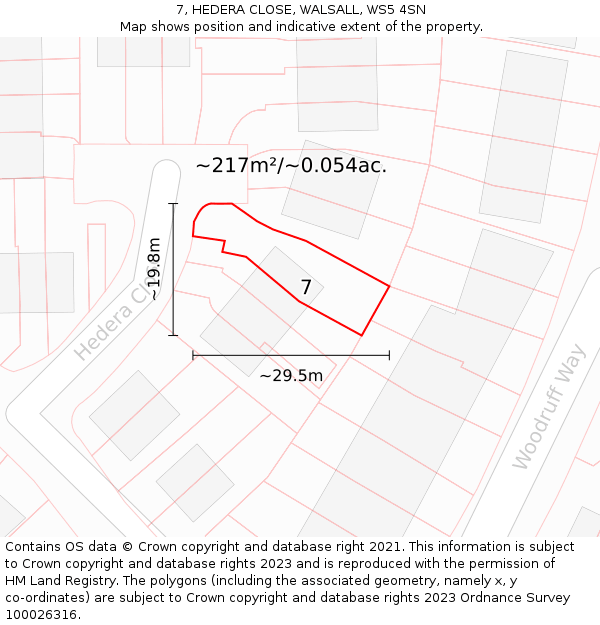 7, HEDERA CLOSE, WALSALL, WS5 4SN: Plot and title map