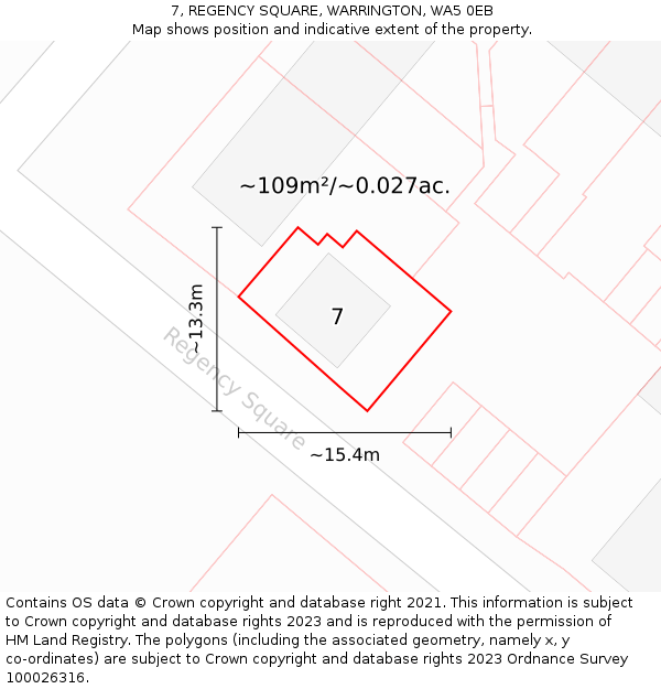 7, REGENCY SQUARE, WARRINGTON, WA5 0EB: Plot and title map