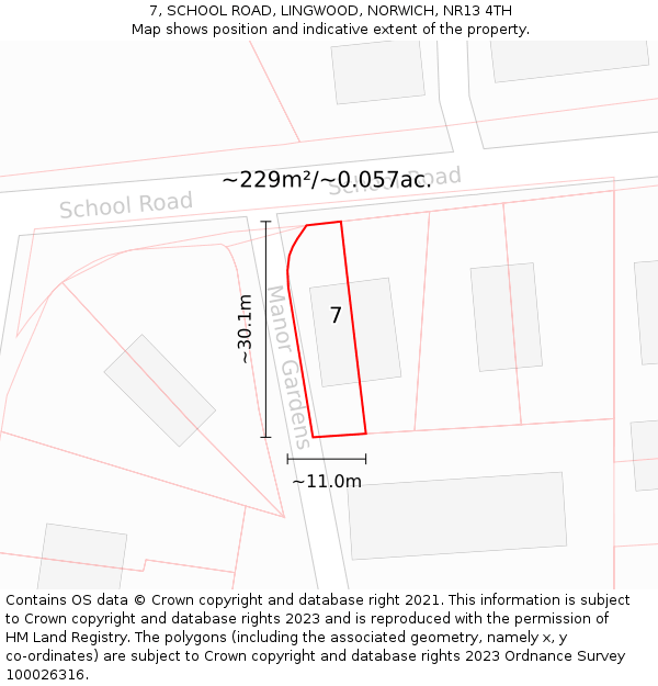 7, SCHOOL ROAD, LINGWOOD, NORWICH, NR13 4TH: Plot and title map
