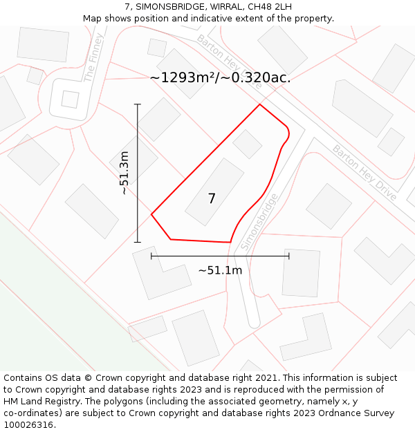 7, SIMONSBRIDGE, WIRRAL, CH48 2LH: Plot and title map