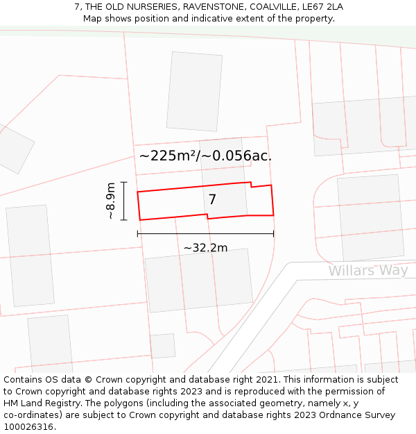 7, THE OLD NURSERIES, RAVENSTONE, COALVILLE, LE67 2LA: Plot and title map