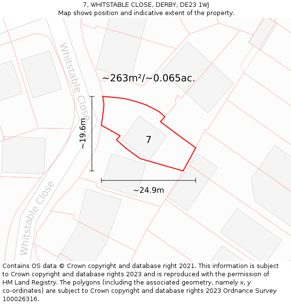 7, WHITSTABLE CLOSE, DERBY, DE23 1WJ: Plot and title map