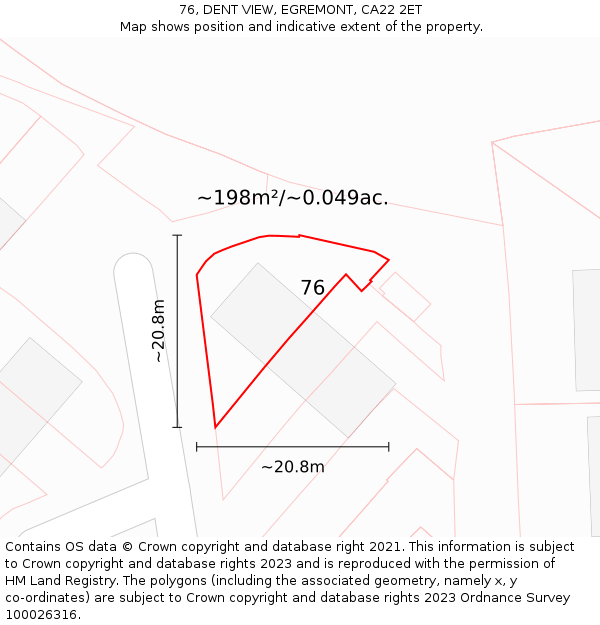 76, DENT VIEW, EGREMONT, CA22 2ET: Plot and title map