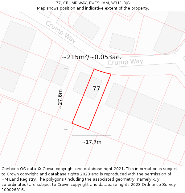 77, CRUMP WAY, EVESHAM, WR11 3JG: Plot and title map