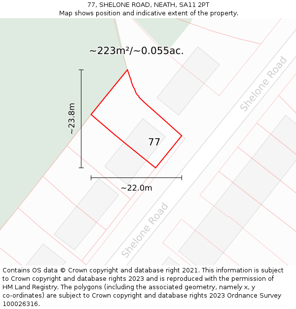 77, SHELONE ROAD, NEATH, SA11 2PT: Plot and title map