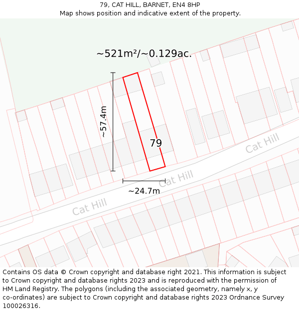 79, CAT HILL, BARNET, EN4 8HP: Plot and title map
