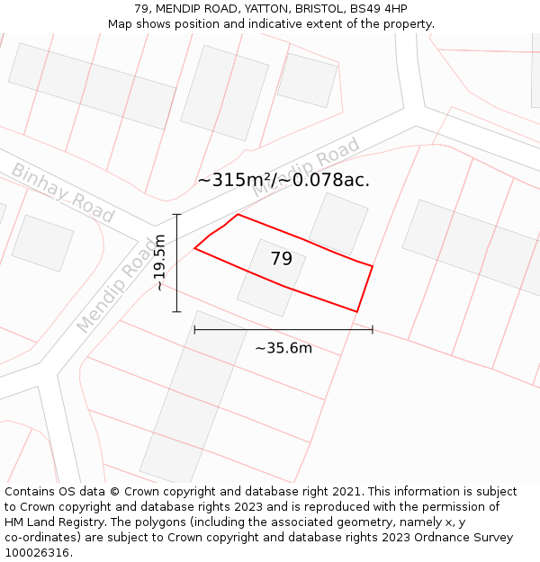 79, MENDIP ROAD, YATTON, BRISTOL, BS49 4HP: Plot and title map