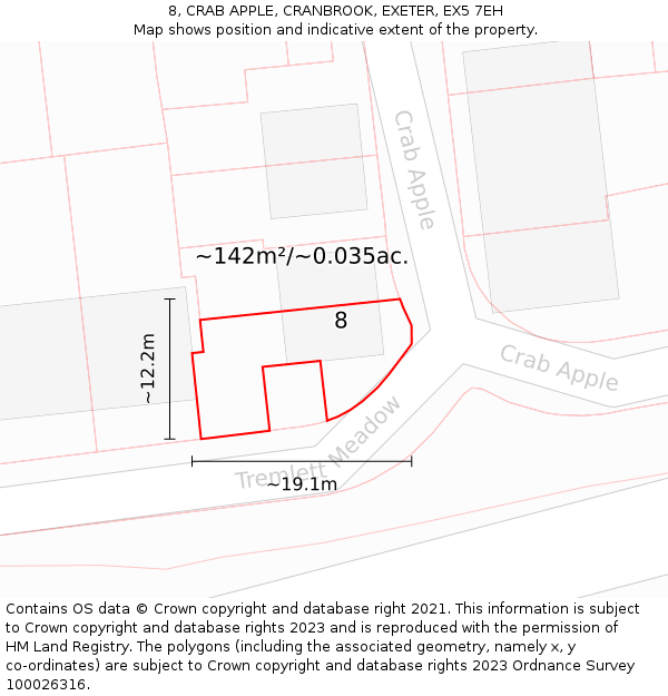 8, CRAB APPLE, CRANBROOK, EXETER, EX5 7EH: Plot and title map