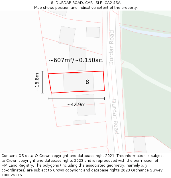 8, DURDAR ROAD, CARLISLE, CA2 4SA: Plot and title map