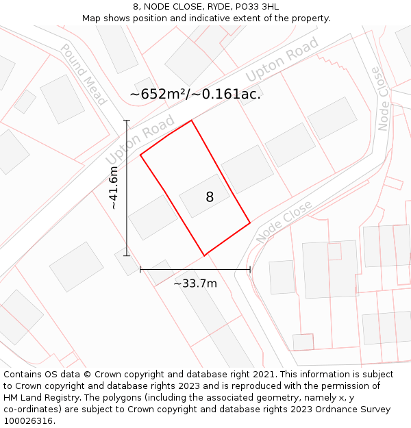 8, NODE CLOSE, RYDE, PO33 3HL: Plot and title map