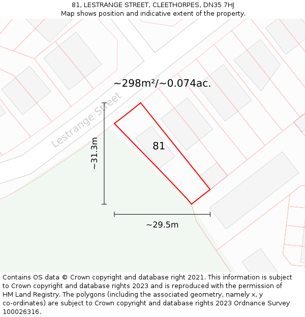 81, LESTRANGE STREET, CLEETHORPES, DN35 7HJ: Plot and title map