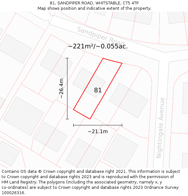 81, SANDPIPER ROAD, WHITSTABLE, CT5 4TP: Plot and title map