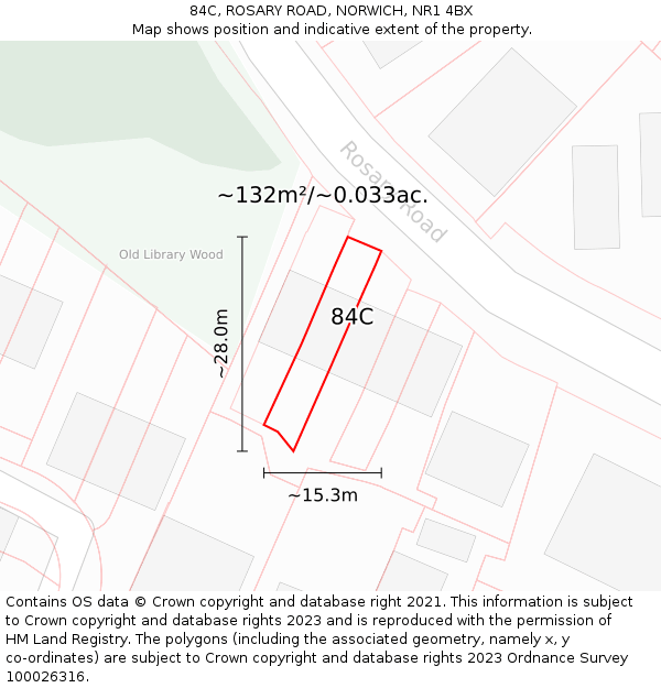 84C, ROSARY ROAD, NORWICH, NR1 4BX: Plot and title map