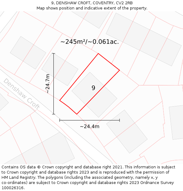 9, DENSHAW CROFT, COVENTRY, CV2 2RB: Plot and title map