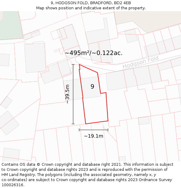 9, HODGSON FOLD, BRADFORD, BD2 4EB: Plot and title map