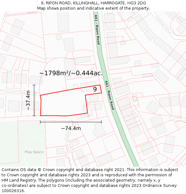 9, RIPON ROAD, KILLINGHALL, HARROGATE, HG3 2DG: Plot and title map