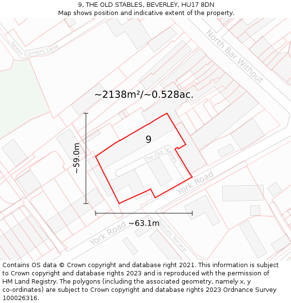 9, THE OLD STABLES, BEVERLEY, HU17 8DN: Plot and title map