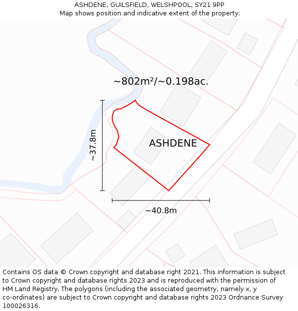 ASHDENE, GUILSFIELD, WELSHPOOL, SY21 9PP: Plot and title map