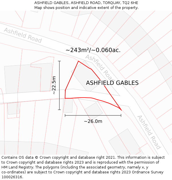 ASHFIELD GABLES, ASHFIELD ROAD, TORQUAY, TQ2 6HE: Plot and title map