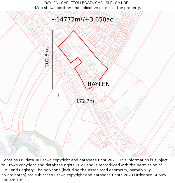 BAYLEN, CARLETON ROAD, CARLISLE, CA1 3EH: Plot and title map