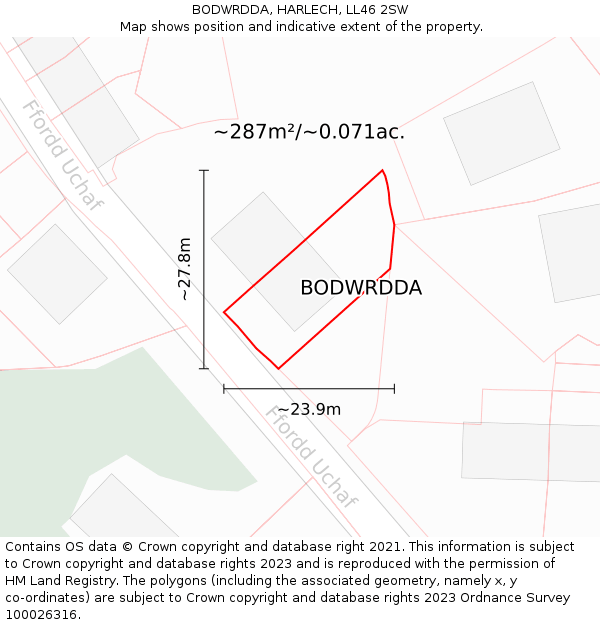 BODWRDDA, HARLECH, LL46 2SW: Plot and title map