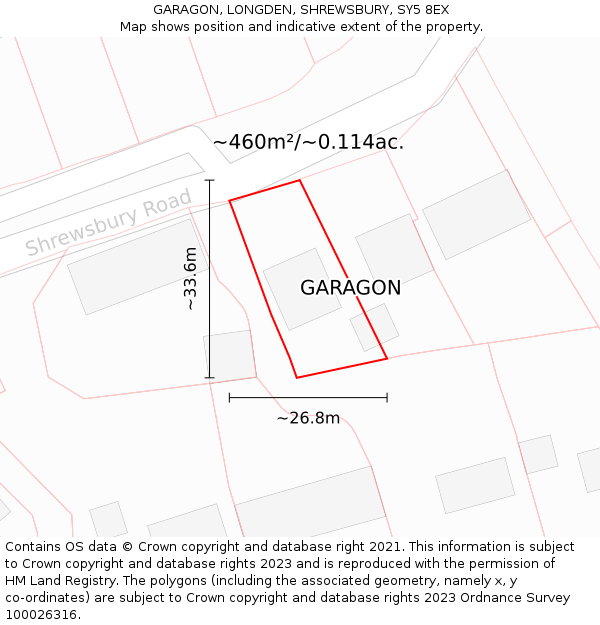 GARAGON, LONGDEN, SHREWSBURY, SY5 8EX: Plot and title map