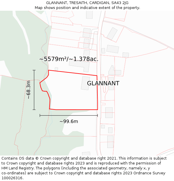 GLANNANT, TRESAITH, CARDIGAN, SA43 2JG: Plot and title map
