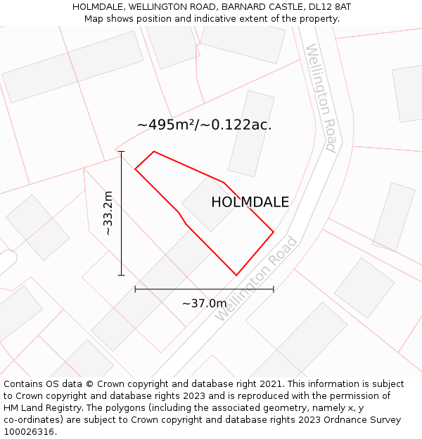 HOLMDALE, WELLINGTON ROAD, BARNARD CASTLE, DL12 8AT: Plot and title map