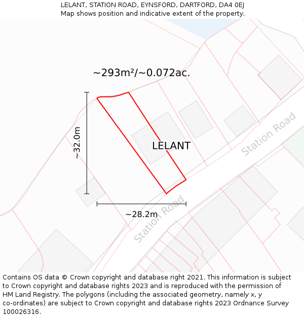 LELANT, STATION ROAD, EYNSFORD, DARTFORD, DA4 0EJ: Plot and title map
