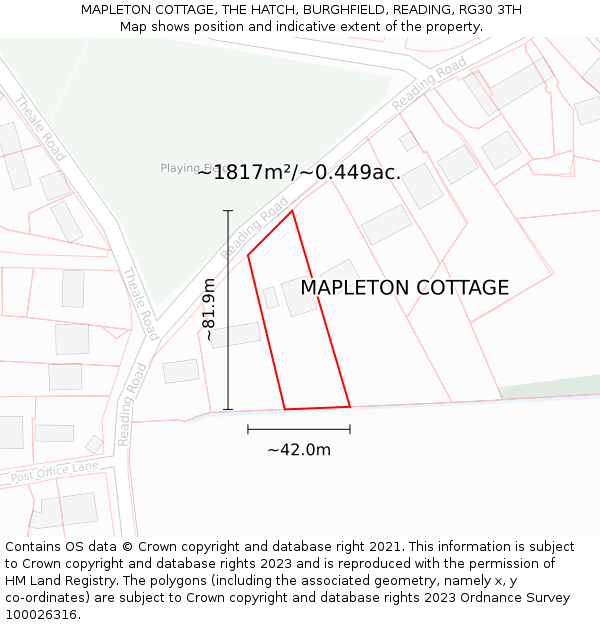 MAPLETON COTTAGE, THE HATCH, BURGHFIELD, READING, RG30 3TH: Plot and title map