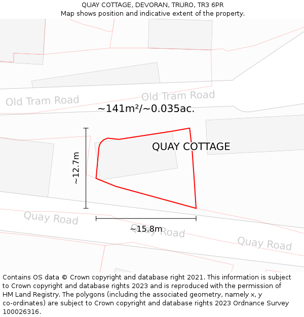 QUAY COTTAGE, DEVORAN, TRURO, TR3 6PR: Plot and title map
