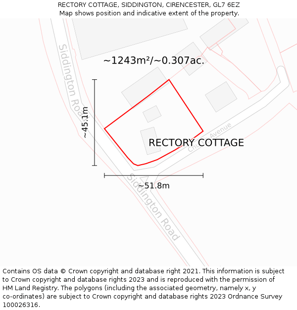 RECTORY COTTAGE, SIDDINGTON, CIRENCESTER, GL7 6EZ: Plot and title map