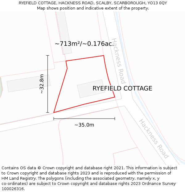 RYEFIELD COTTAGE, HACKNESS ROAD, SCALBY, SCARBOROUGH, YO13 0QY: Plot and title map