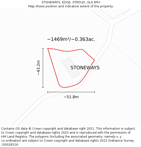 STONEWAYS, EDGE, STROUD, GL6 6PH: Plot and title map