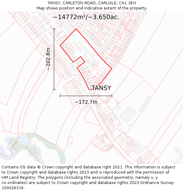 TANSY, CARLETON ROAD, CARLISLE, CA1 3EH: Plot and title map