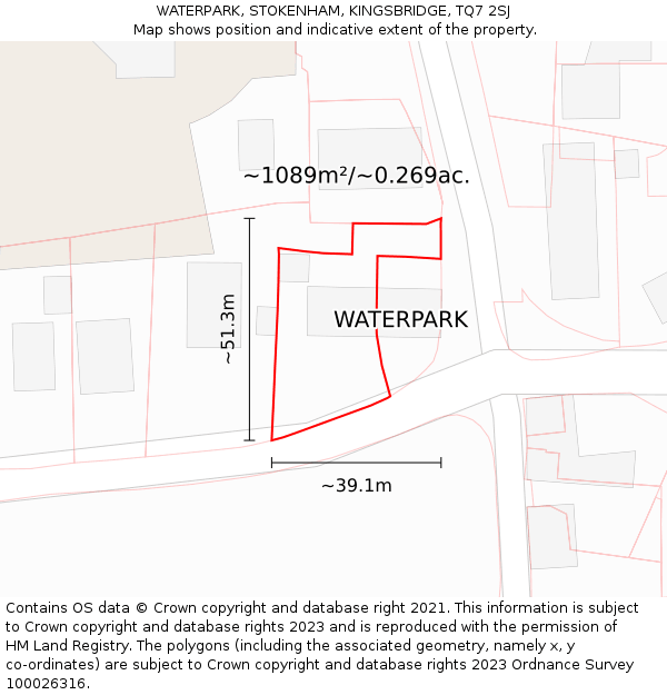 WATERPARK, STOKENHAM, KINGSBRIDGE, TQ7 2SJ: Plot and title map