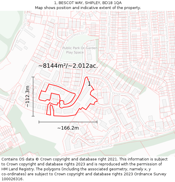 1, BESCOT WAY, SHIPLEY, BD18 1QA: Plot and title map