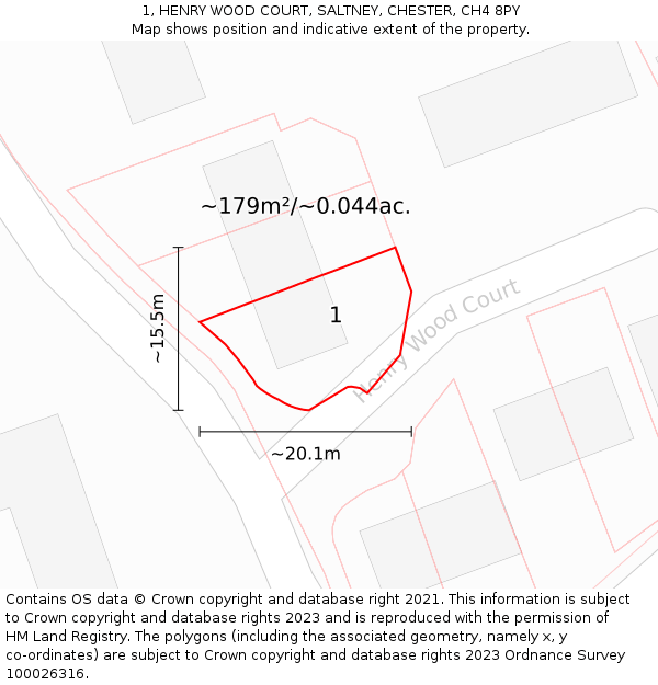 1, HENRY WOOD COURT, SALTNEY, CHESTER, CH4 8PY: Plot and title map