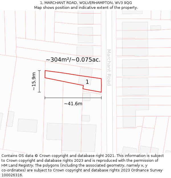 1, MARCHANT ROAD, WOLVERHAMPTON, WV3 9QG: Plot and title map