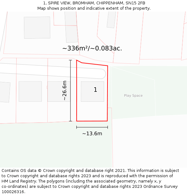 1, SPIRE VIEW, BROMHAM, CHIPPENHAM, SN15 2FB: Plot and title map