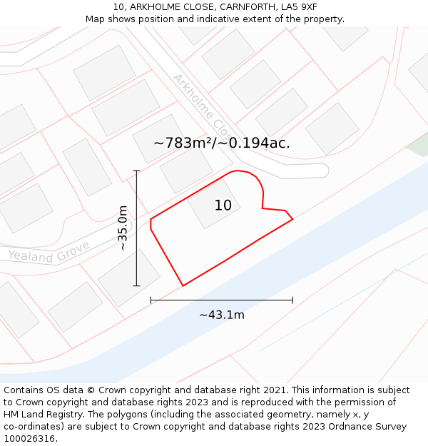 10, ARKHOLME CLOSE, CARNFORTH, LA5 9XF: Plot and title map