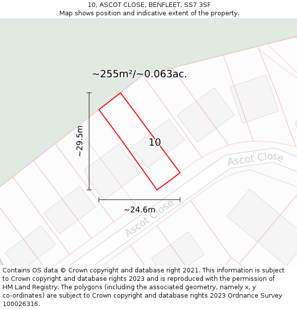 10, ASCOT CLOSE, BENFLEET, SS7 3SF: Plot and title map